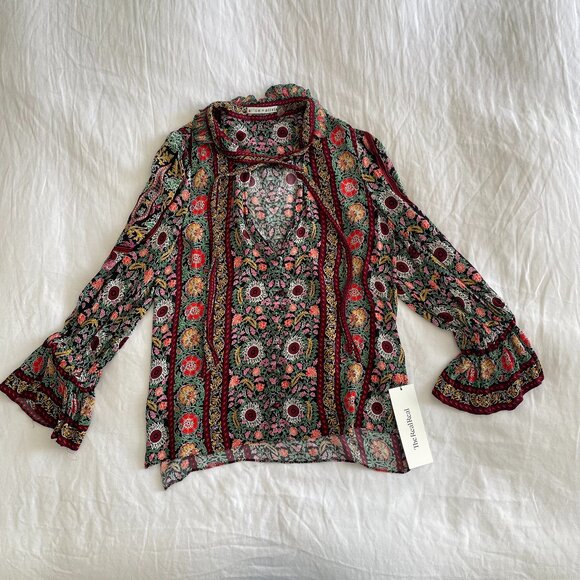 Alice + Olivia REILLY RUFFLE COLLAR BLOUSE (sz S) - Picture 2 of 10